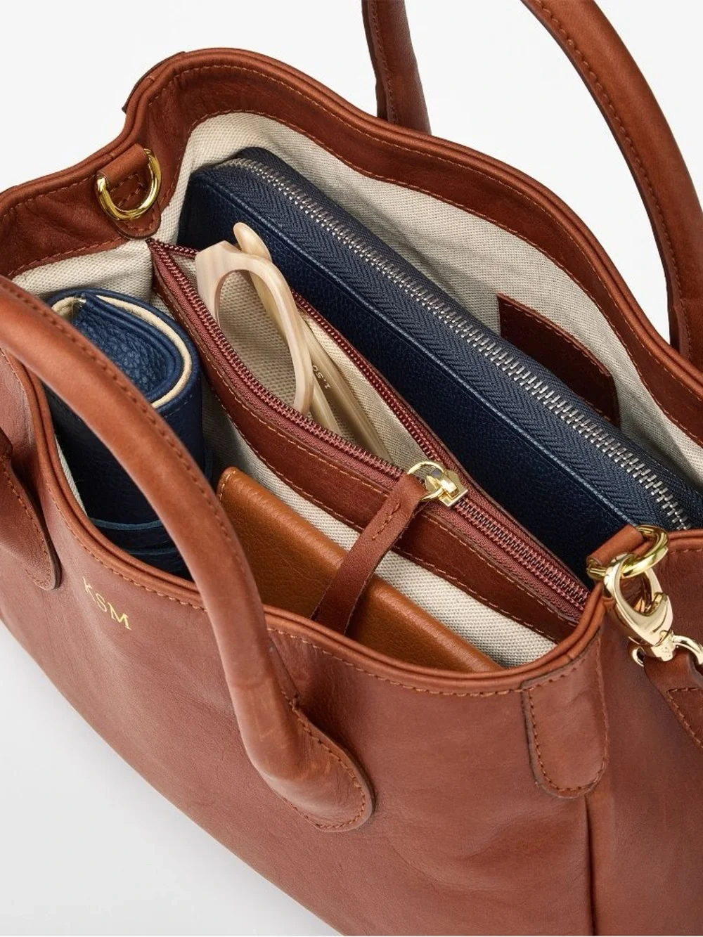Mark & Graham Classic Leather Satchel Handbag with Crossbody Stap